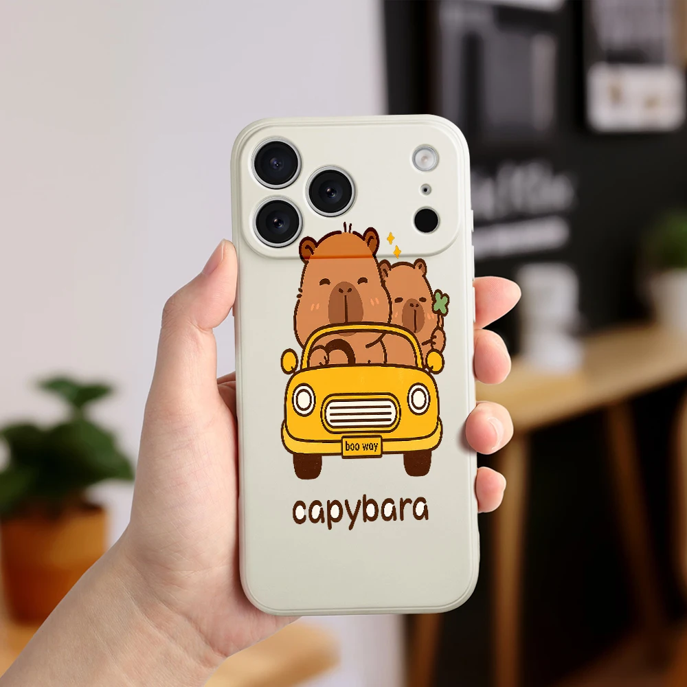 كابيبارا الكرتون جراب هاتف آيفون 17 برو ماكس 17 الهواء 16 15 14 13 12 11 برو ماكس XS Max7 8 زائد 16e 16 زائد غطاء من البولي يوريثان كوكه