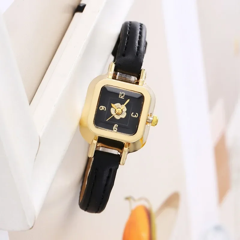 Luxury Brand Watches for Women Leather Strap Women Wristwatch Quartz Clock Gift Fashion Black Rectangular Watches Reloj Mujer