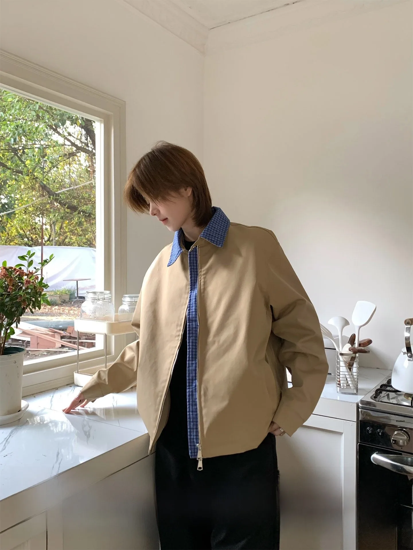 

Универсальная рабочая куртка унисекс с клетчатыми вставками, ветрозащитная, в уличном стиле, весенняя, из полиэстера, прямого кроя, всесезонная верхняя одежда