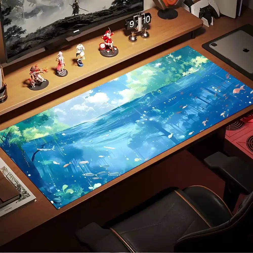 

The underwater world large mouse pad desk pad rubber anti-slip edge locking office mat pc accessories gaming mats Computer Desks