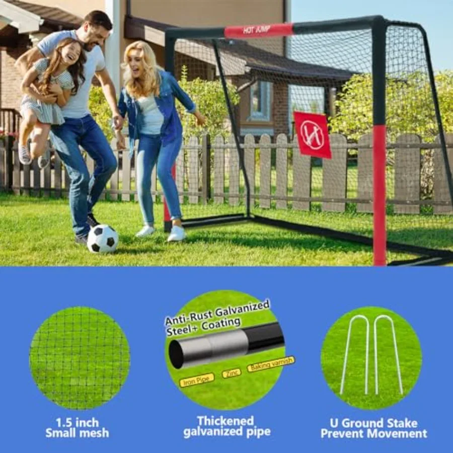 Backyard Soccer Goal 10x6.5ft Metal with Zipper Design Weatherproof Foam Padded Posts Easy Assembly Suitable