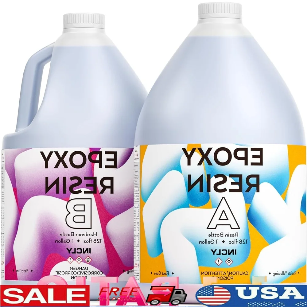 

2 Gallon Epoxy Resin Kit Crystal Clear High Gloss Bubbles Free Easy Mix Coating Casting Tabletop Countertop Durable Supplies