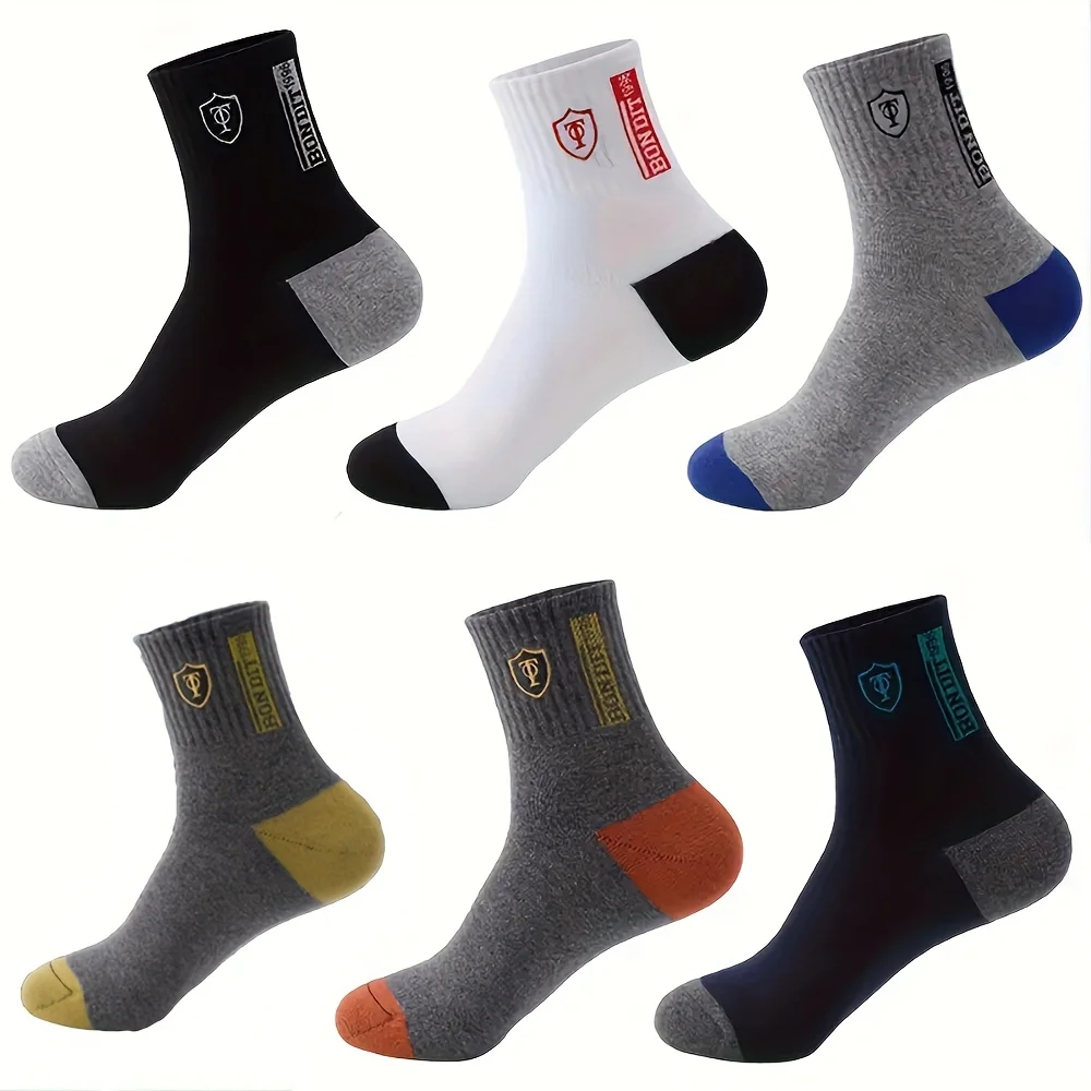 5/10 أزواج من الجوارب الرياضية للرجال، جوارب رياضية مبطنة قابلة للتنفس، جوارب دائرية ماصة للرطوبة للجري في صالة الألعاب الرياضية #4