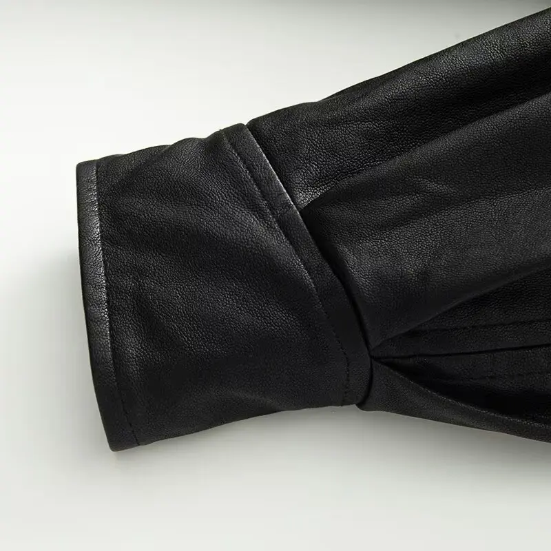 HKSH ربيع الخريف جديد سترة نسائية بولي Leather الجلود سستة الخصر Cinching أنيقة الرجعية وهمية قطعتين الشارع الشهير معطف أنيق HK15145