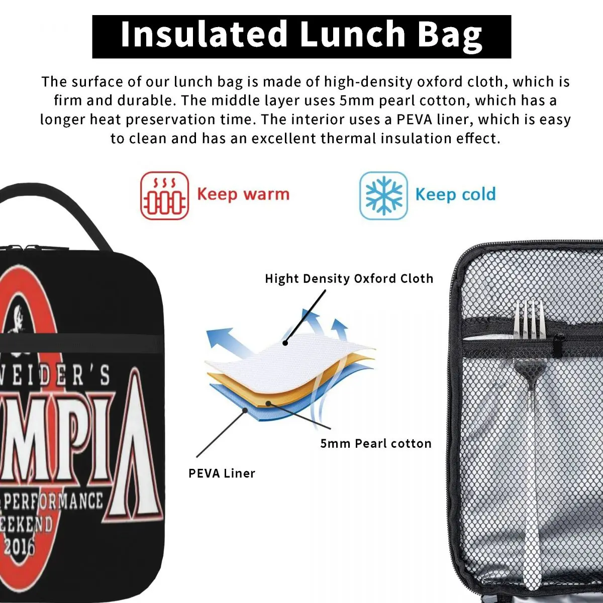 Mr. Olympia Logo Lunch Tote Thermo Bag Anime Lunch Bag Thermal Bag per il cibo