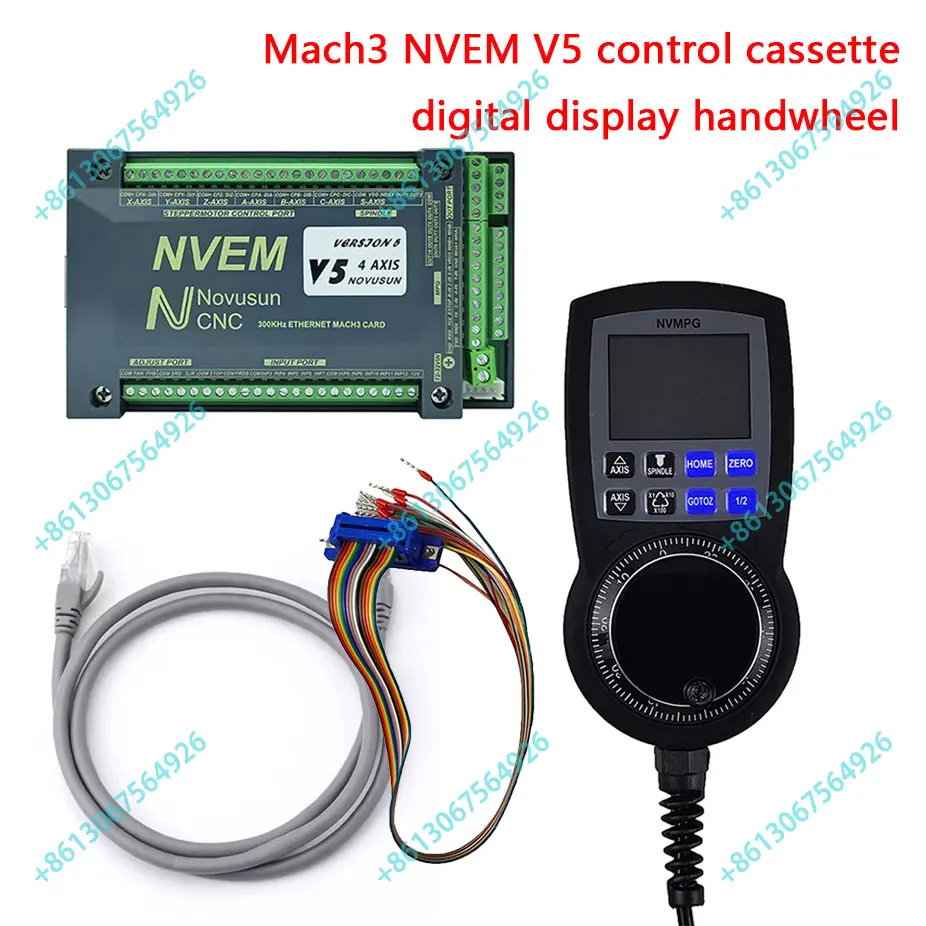 Newly Updated Mach3-NVEM V5 Ethernet 3/4/5/6 Axis Cnc Motion Controller + 6 Axis Digital Display Handwheel Mpg