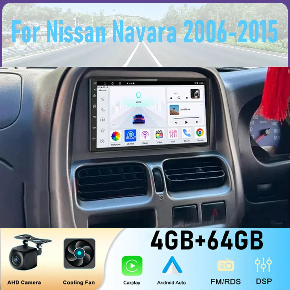 

GPS-навигатор 7 дюймов для Nissan Navara 2006-2015, 64 ГБ, беспроводной CarPlay, Android 15, автомагнитола, Wi-Fi, GPS-навигация, Google Maps