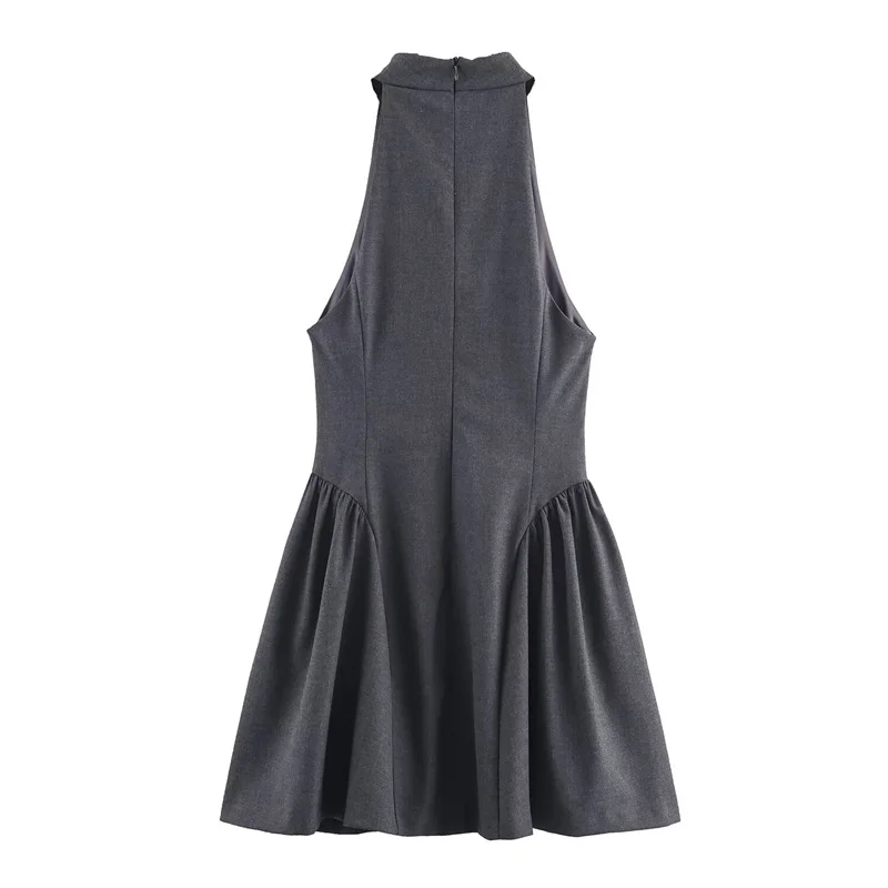 가을 신상 여성 의류 스파이시 걸 패셔너블 슬림핏 단색 멜빵 홀터넥 민소매 원피스