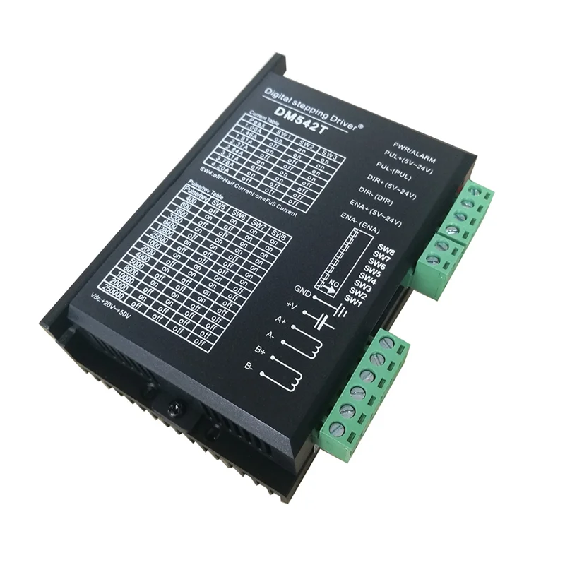 New DM542T CNC Stepper Motor Driver 1.0-4.2A 20-50VDC 1/128 Micro-Step Resolutions Compatible with 17 and 23 Stepper Motor