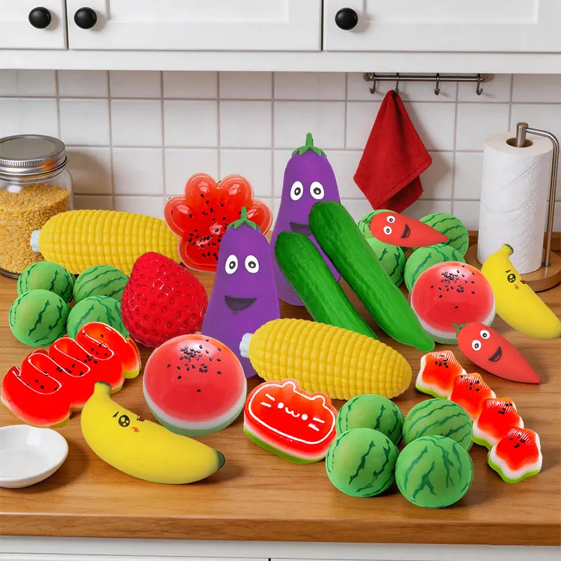 Simulated Fruit Vegetable Series Squishy Stress Relief Pinch Slow Rebound Decompression Strawberry Watermelon TPR Release Toys