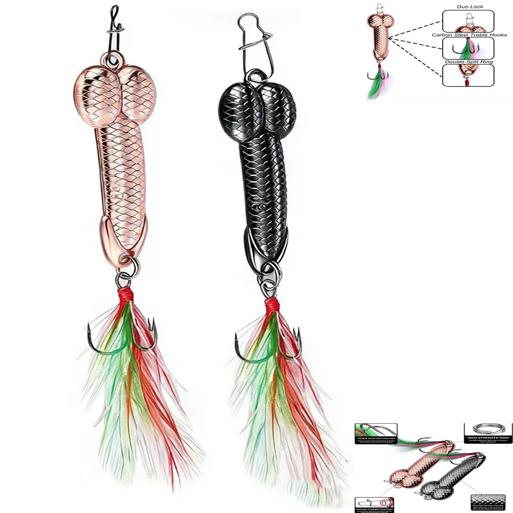 Metal Penis VIB Fishing Lure 3g 7g 11g 15g 21g 28g 36g Gold Sequins Hard Bait with Feather Hook Tackle Spinner Blade for Bass