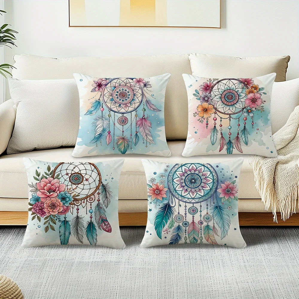 1/4pcs Boho Watercolor Dreamcatcher Throw Pillow Covers Home farmhouse outdoor decoration cushion cover