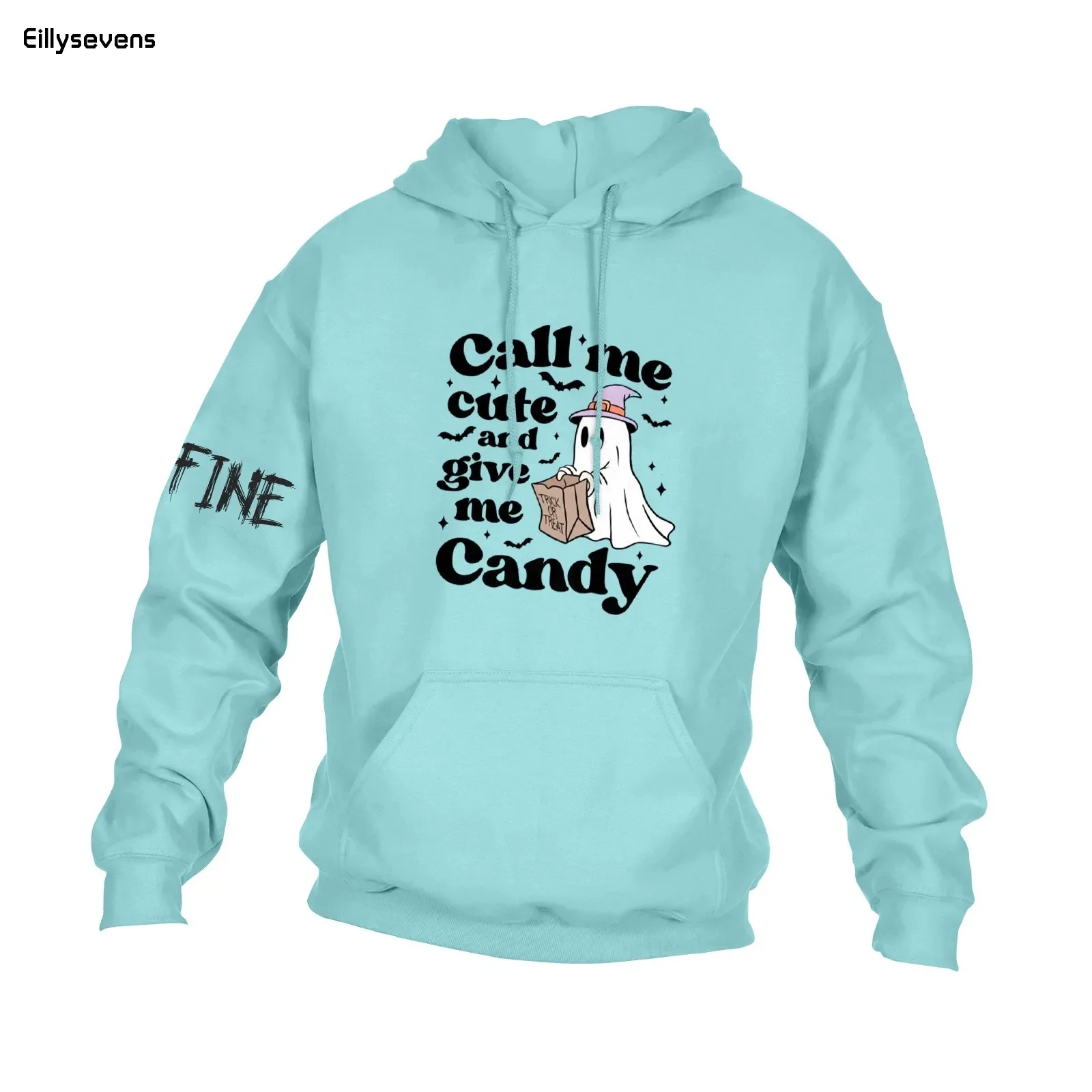 

Hoodies Men Call Me Cute And Give Me Candy I'M Fine Autumn Long Sleeve Pullover Tops Casual Pocket Hoodies Unisex Outer Loose