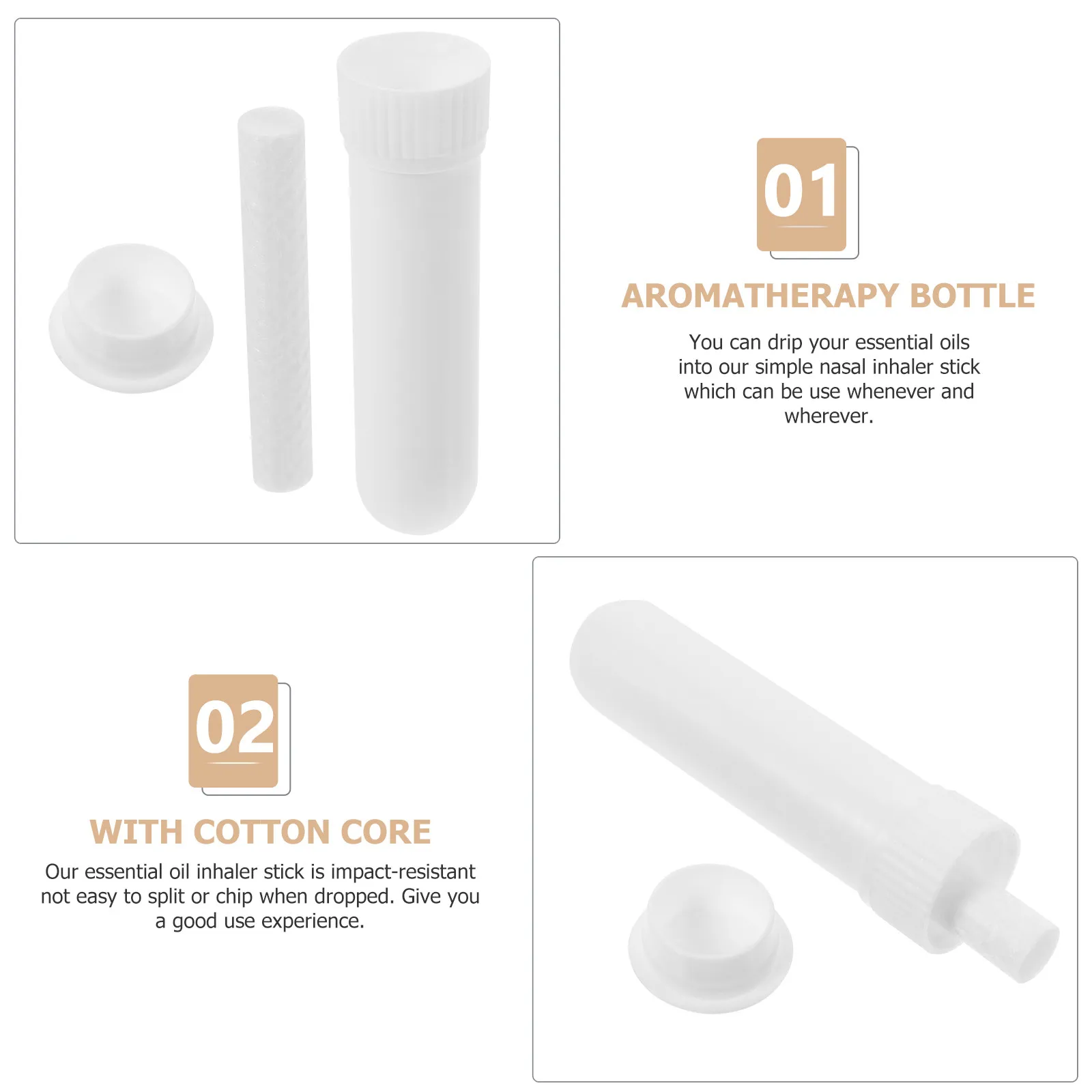 10Pcs Blank Inhaler Tube Nasal Inhaler Stick for Essential Oils Portable Aromatherapy Scent Inhaling Stick Refresh