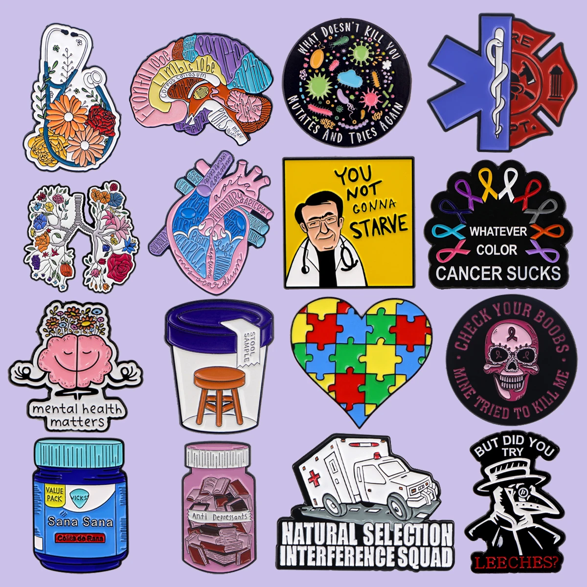 

Doctor Organ Enamel Brooches Medicine Bottles Lapel Pins Badge on Backpack Costume Accessories Medical Jewelry Nurse Gifts