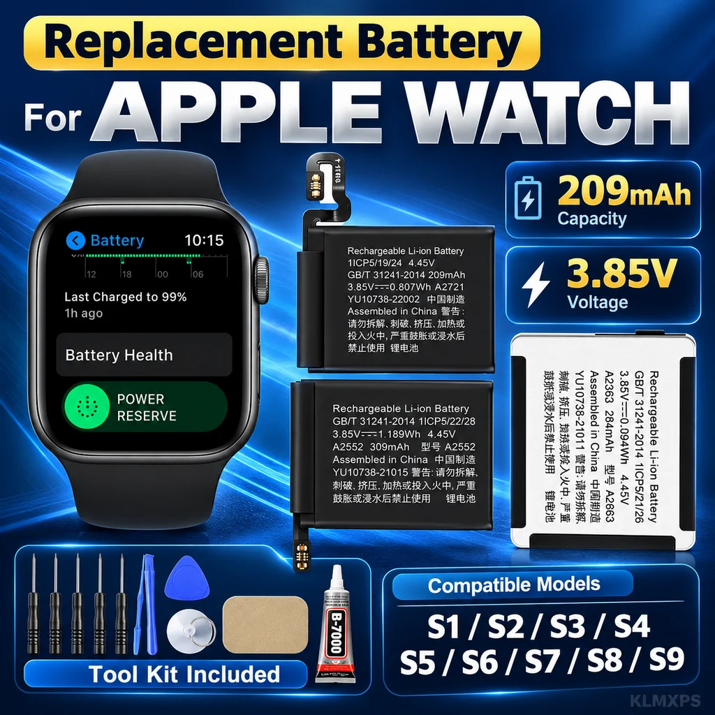 Replacement Watch Battery For Apple Watch Ultra SE 1 2 3 4 5 6 7 8 S1 S2 S3 S4 S5 S6 S7 S8 GPS LTE 38/40/41/42/44/45 With Tool