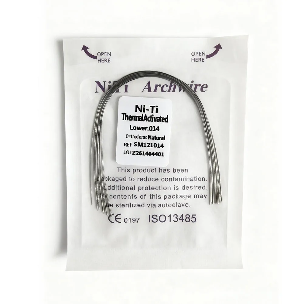 10 Packs Orthodontic NiTi Archwire Thermal Activated Round Arch Wire 012/014/016/018/020 Ovoid Natural Form Upper Lower Bracket