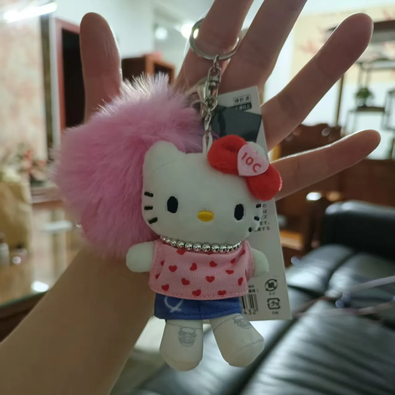 جلد أسود مرحبا كيتي الوردي ليوبارد ملابس السباحة نمط ألعاب من القطيفة قلادة لطيف الملاك كيتي القط محشوة دمية حلقة رئيسية