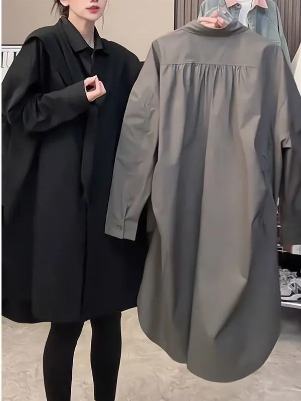 

plus Size 300 Pounds Women Casual Color Black Shirt Dress Summer Versatile Women's Clothing Comfortable Breathable