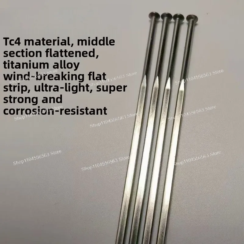 TC4 Titanium Alloy Spokes Black Straight Drawing Flat Spokes Width 2.3mm Road Bike Bicycle Wind Breaking Strip 14G