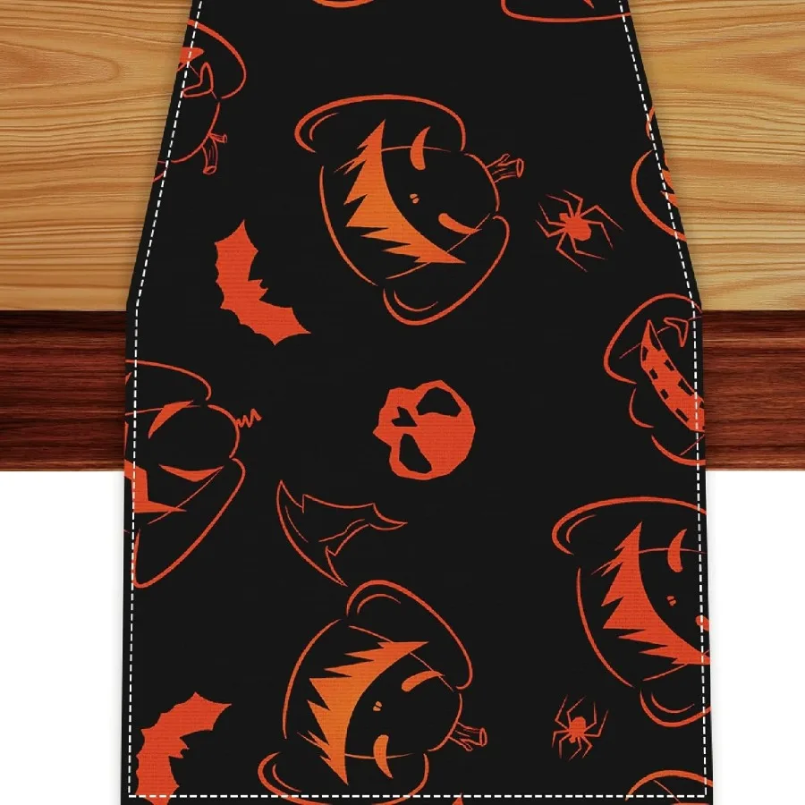 

Скатерть на Хэллоуин, страшная скатерть с тыквой, украшения на Хэллоуин для столов, домашняя комната, кухня, обеденная вечеринка, декор, черный 13