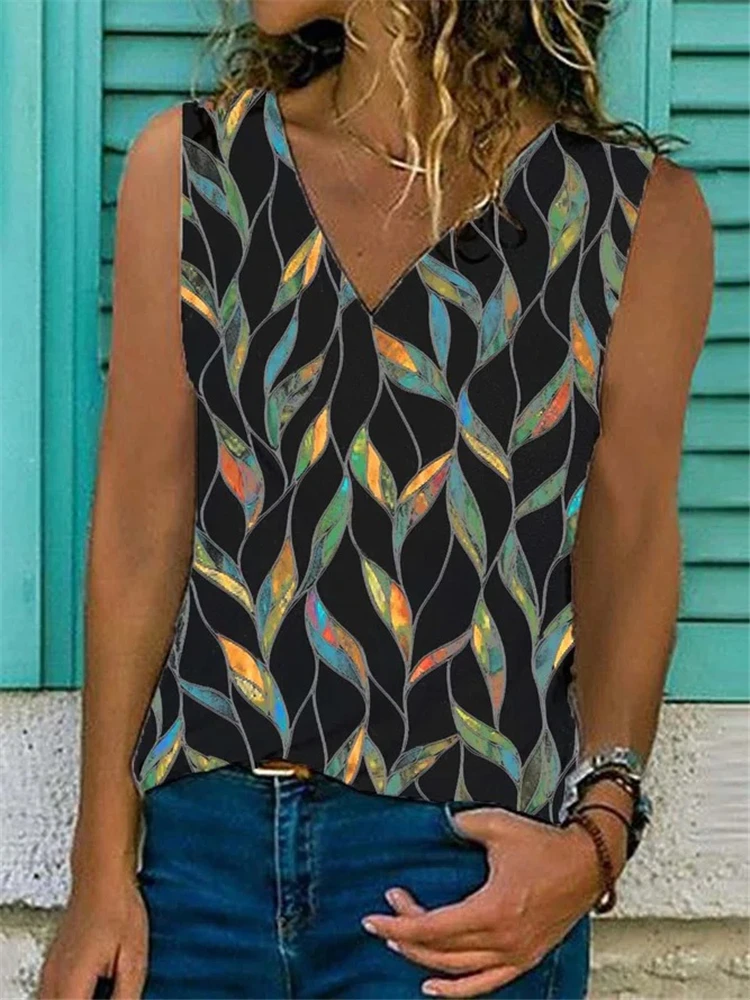 Summer Flower 3D Print Vest Women\'s Fashion Floral Streetwear Tank Tops Sleeveless V-Neck Female Ladies Camisole Woman Clothing