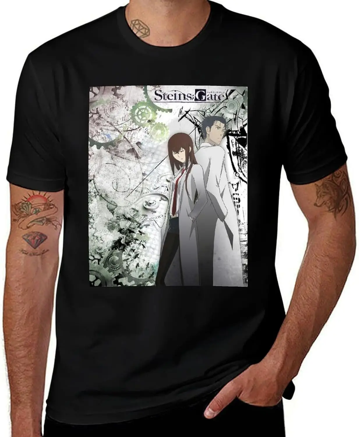 Anime Steins Gate T Shirt Mens Summer Print O-Neck Tee Classic Short Sleeve T-Shirts