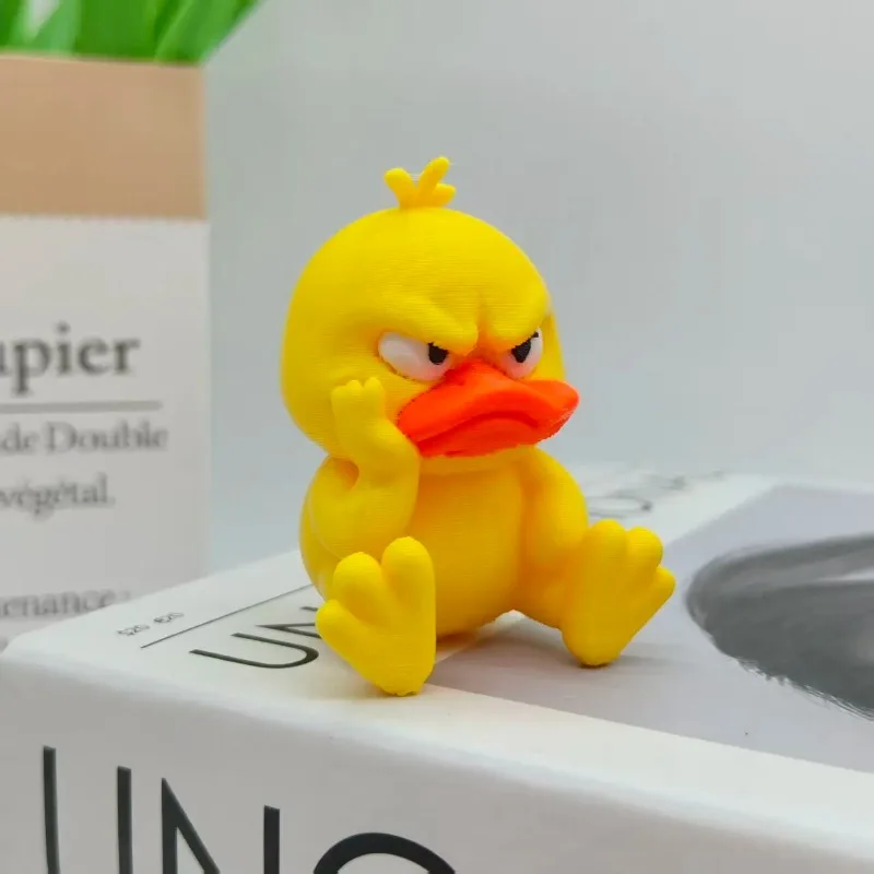 3D Printing Angry Yellow Duck Statue White Eyed Funny Duck, Humorous Indoor outdoor Christmas Home Decoration and Car Decoration