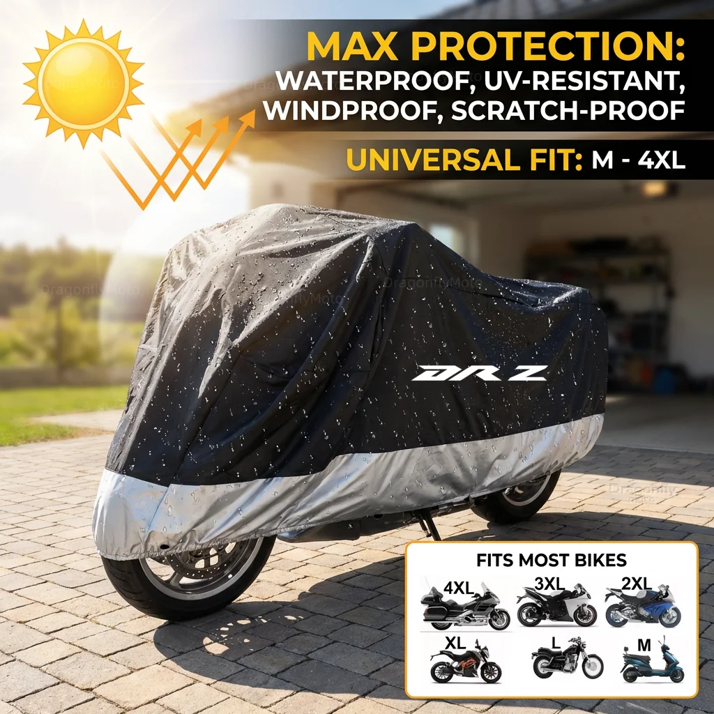 

For Suzuki Drz 400 drz400e DRZ400 Drz400s All Season Motorcycle Cover Silver Black Waterproof Dustproof UV Protection