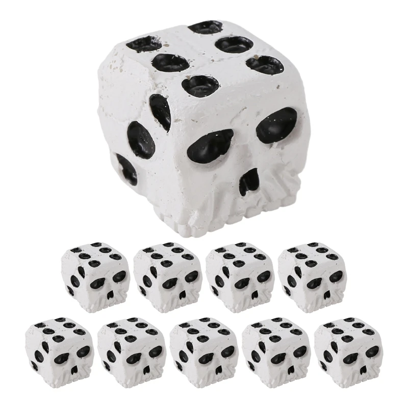 AU61-Skull Dice 6-Sided Bone Unique Gift Gamer For Role Playing Board Game For Halloween,10Pcs