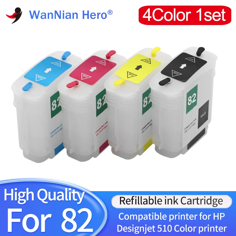 

4Color 82 Ink Cartridge For HP 82 82XL Empty Refillable ink Cartridge With chip for hp82 CH565A HP Designjet 510 printer C4911A