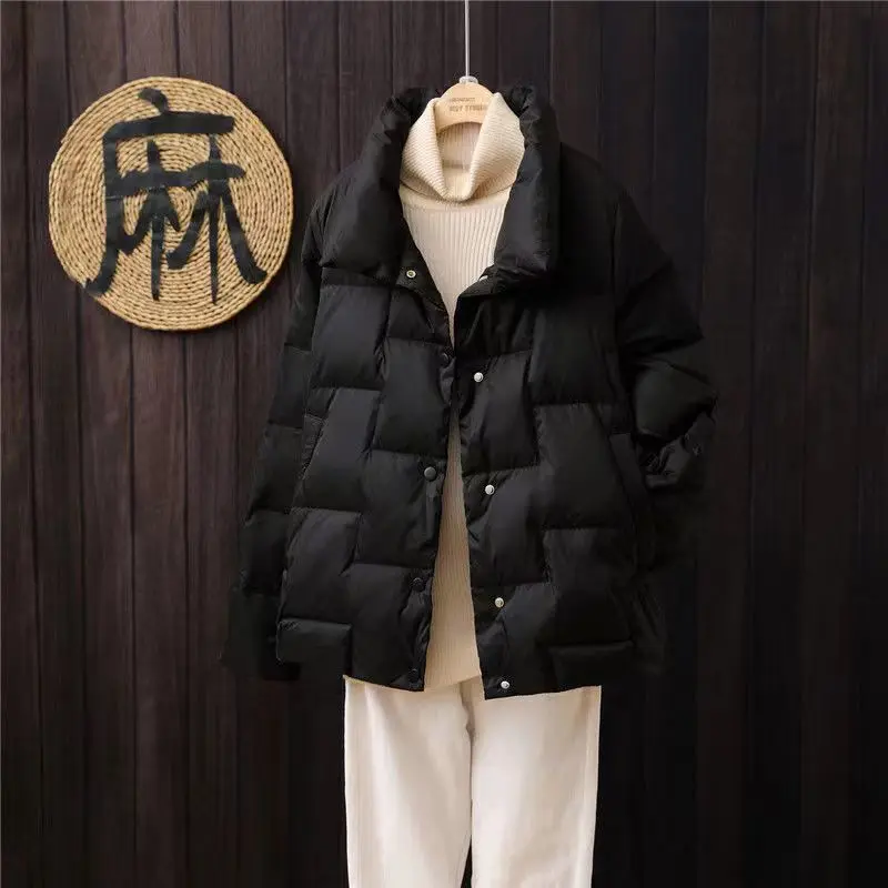 Parkas de manga larga con bolsillos y botones lisos, moda elegante Harajuku, ropa ajustada para mujer, prendas de vestir exteriores informales holgadas que combinan con todo