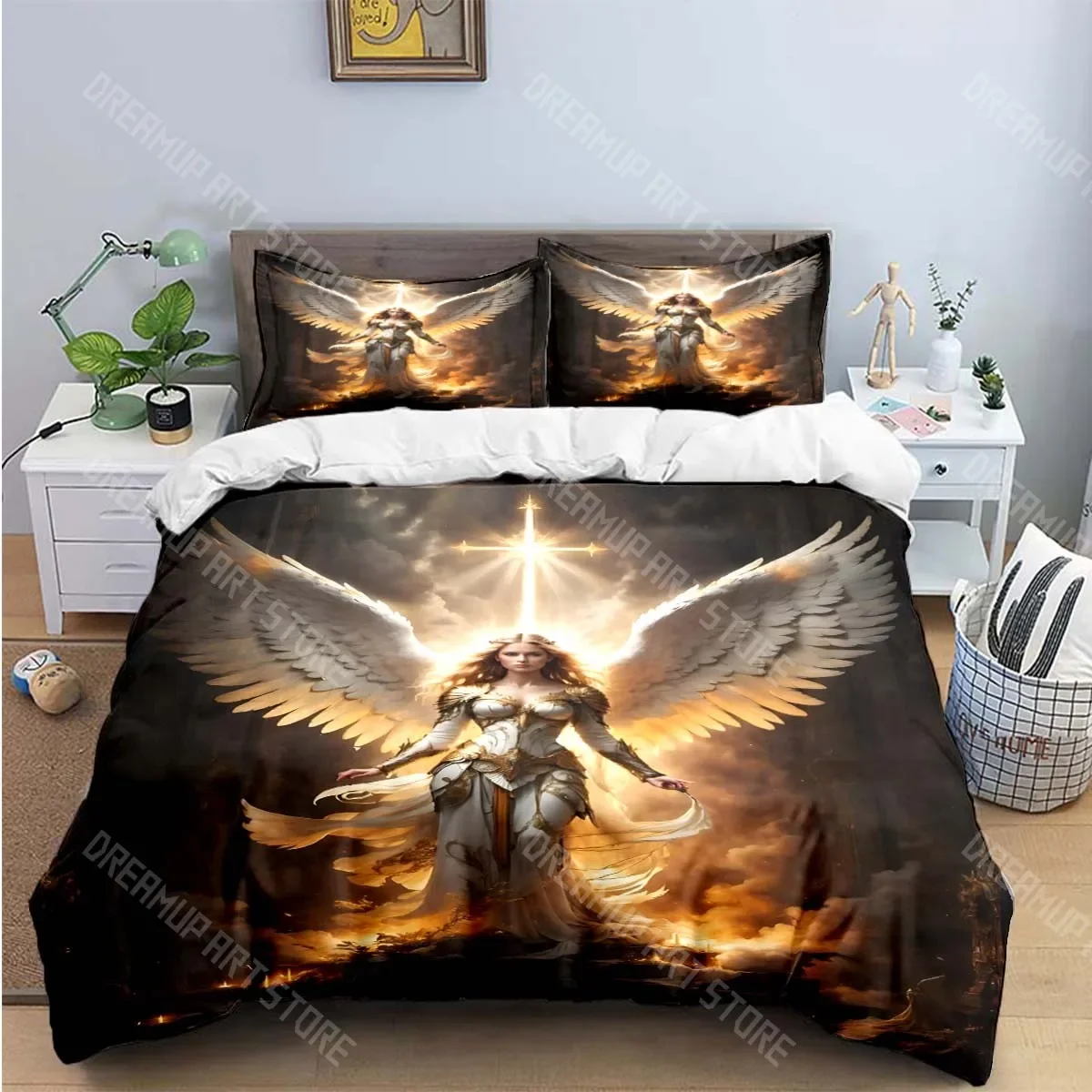 Exquisite Angel wings printed Bedding Sets exquisite set duvet cover bed comforter set bedding set luxury birthday gift