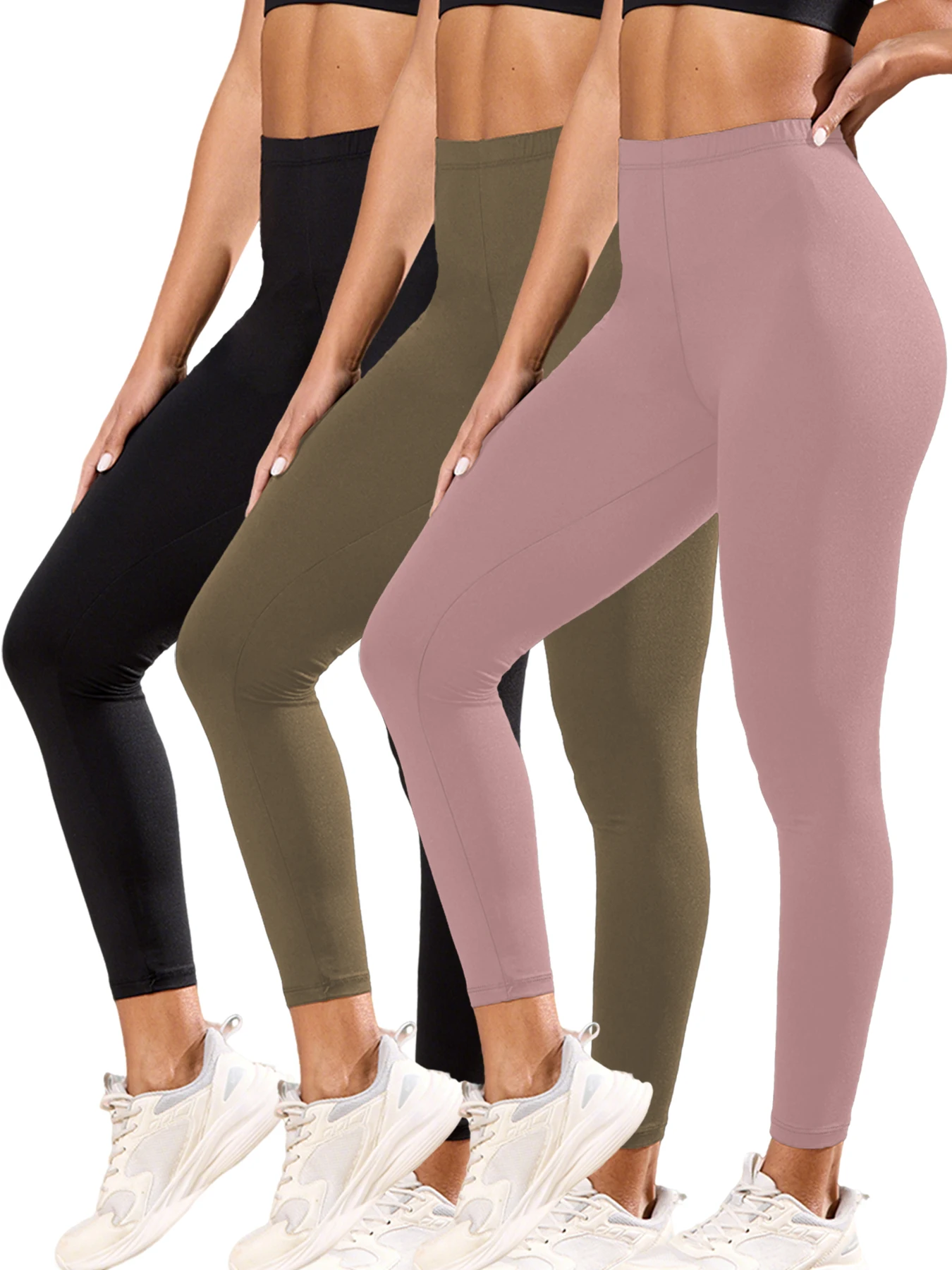 

3 Pack Women's Super Soft Leggings High Elasticity No See Through Workout Yoga Running Athletic Push Up Gym Fitness Leggings
