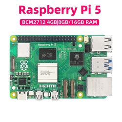 Original Raspberry Pi 5 16GB 8GB 4GB RAM BCM2712 2.4GHz VideoCore VII GPU 4Kp60 PCIe 2.0 RTC Optional Case Fan Power for Pi5