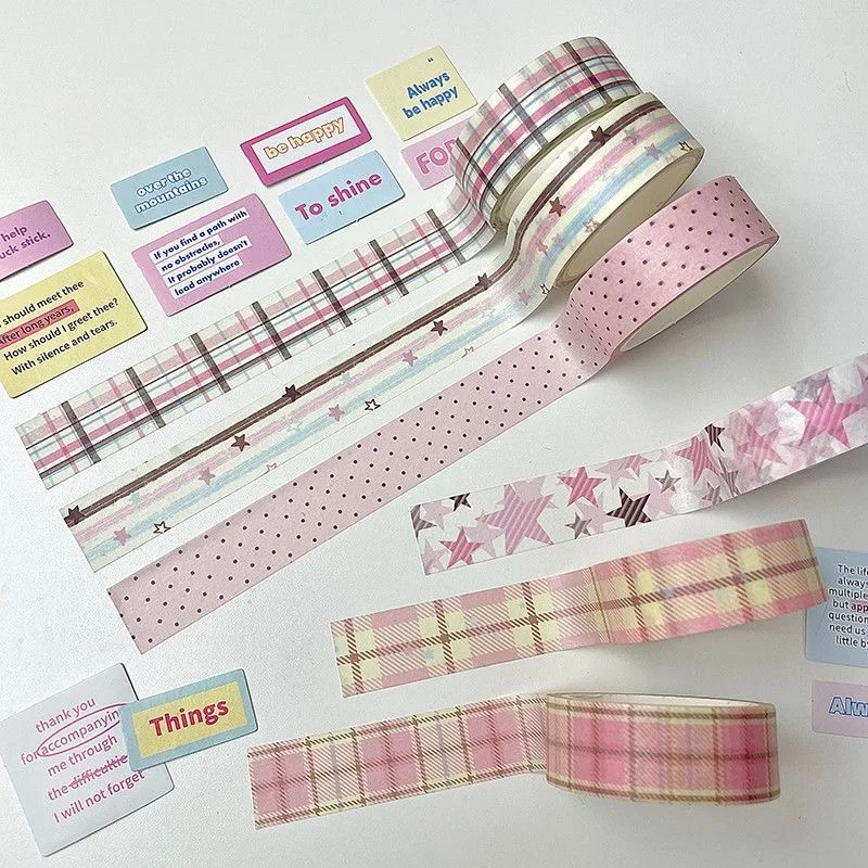 6pcs/lot Pink Brown Decorative Tape Cute Cartoon Creative Washi Tape School Stationery
