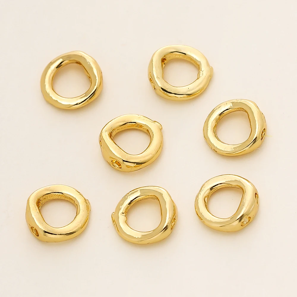 10/20Pcs End Beads Tip End Bead Findings 18K Gold Plated 2 Hole Connecting Ring For DIY Beading Jewellery Making Supplies