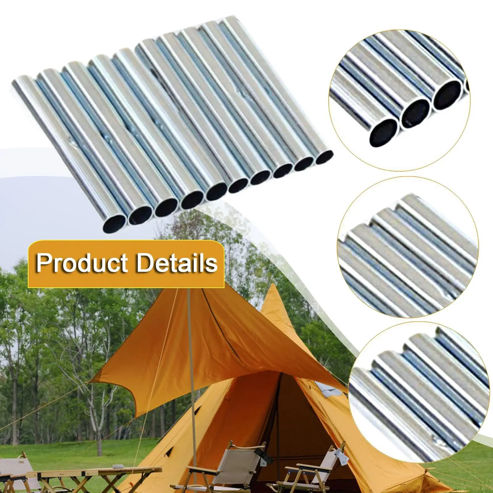 Camping Accessories 8.5mm Tent Rods Connectors Galvanized Iron Tubes Repair Sleeve for Outdoor Hiking Traveling Equipment