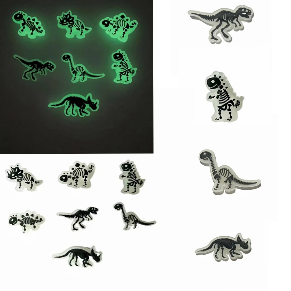 1-7Pcs Glow-in-the-dark dinosaur Alligator  Accessories Sneakers Shoe Decoration for Women Men Christmas Gift Alligator