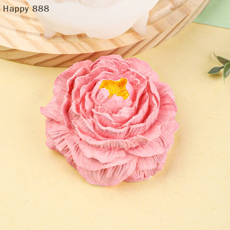 قالب سيليكون الفاوانيا ثلاثي الأبعاد للشموع والصابون والراتنج والجص والشوكولاتة والكعك والثلج - أداة متعددة الاستخدامات للخبز والحرف اليدوية #4