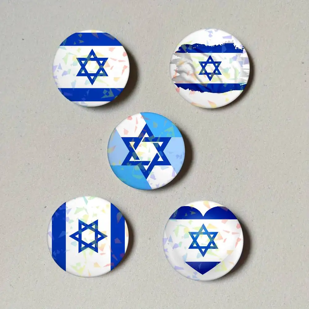 Israel Flag Map Logo Badges Round Exquisite Badge Brooches Creative Pins For Clothes Laser Hat Backpack Gift Accessories