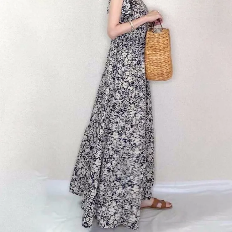 Japanischer SLE Loose Floral A-Line Dr Damen Sommer Svel Langer Rock Einfaches grenzüberschreitendes Design rund Ne High Waist