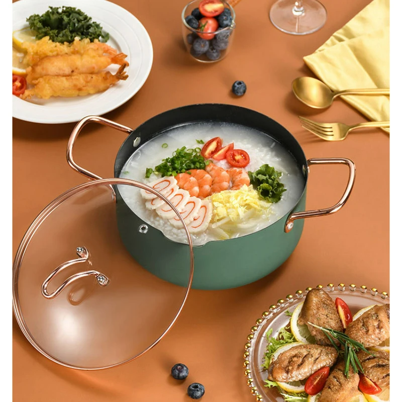 

Nordic Oil Frying Pan Light Luxury Kitchen High-end Cookware Household Stainless Steel Soup Pot with Diversion Port Two Ears