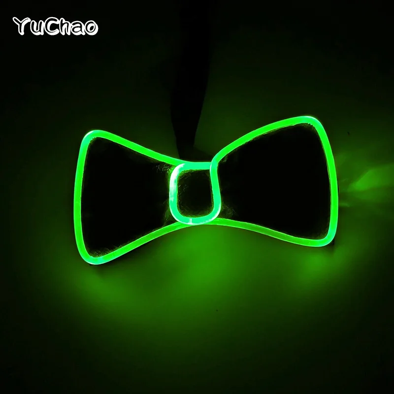 Neon LED Bowtie Glowing Tie Boy Men Wedding Supplies Masquerade Light Up Bow Tie Music Concert Club Costume