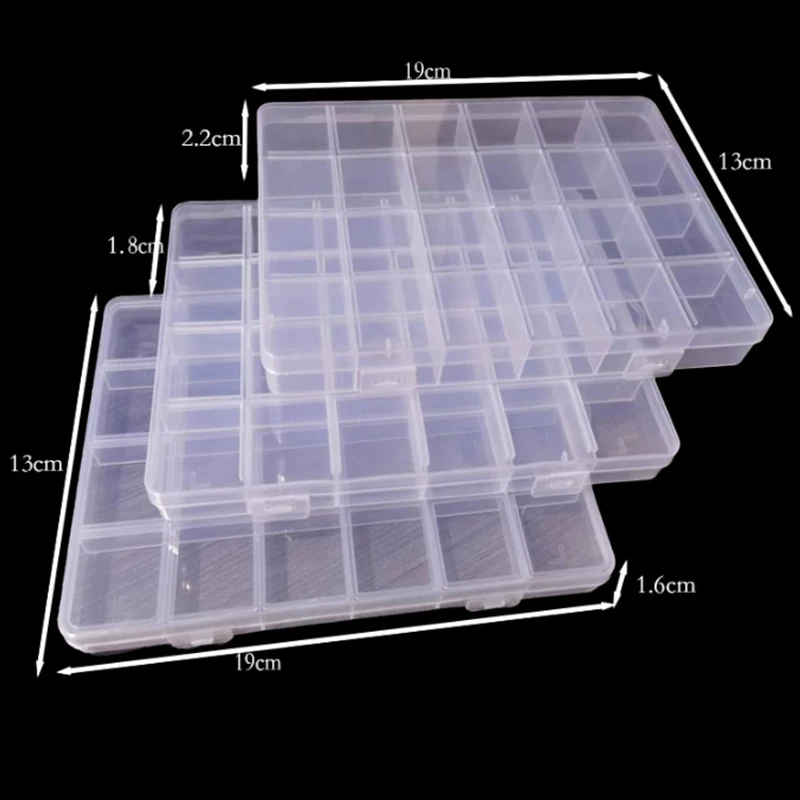 24 Slots Nail Decal Storage Box Nail Art Accessories Storage Box Removable Grid Nail Art Rhinestone Jewelry Box Accessories