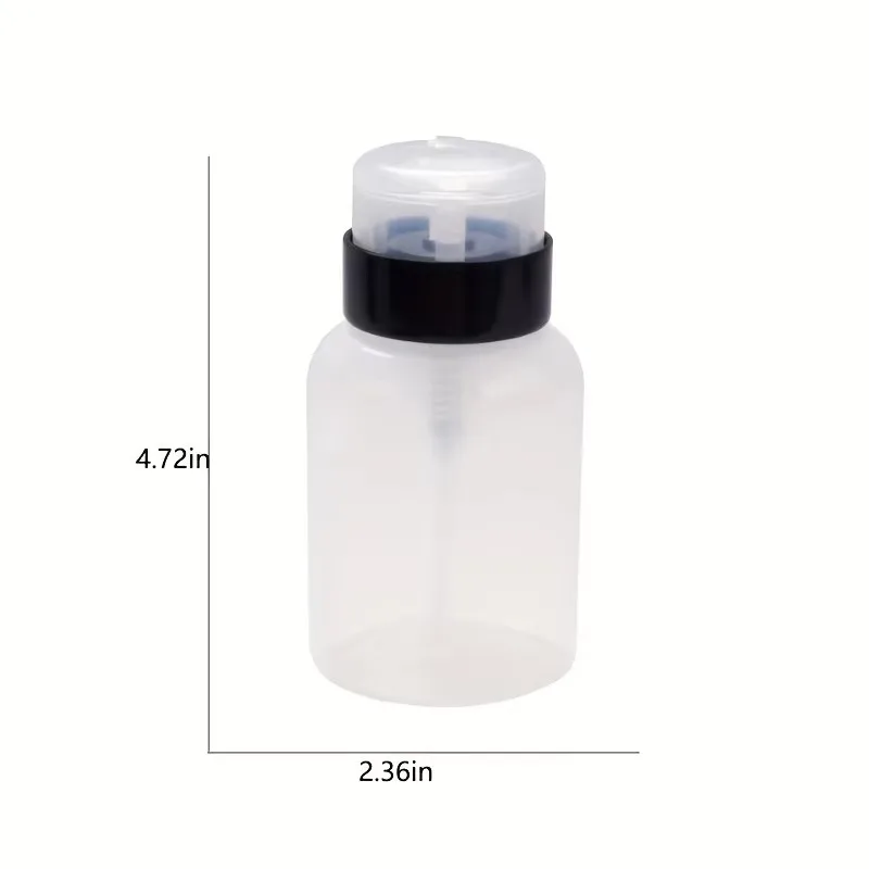 200ml Empty Pump-Style Liquid Alcohol Nail Polish Cleaner Bottle, Refillable Nail Polish Dispenser, Handmade Care Container