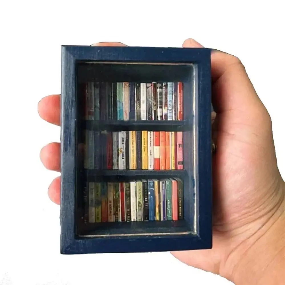 Estantería de bolsillo de madera para ansiedad, decoración del hogar, portátil, para aliviar el estrés, adorno creativo Rectangular, estantería en miniatura