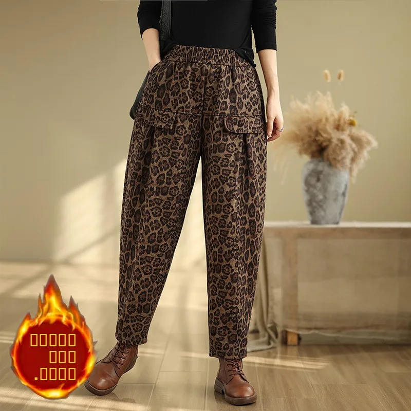 الرجعية Sle Fce اصطف Brued هارلان السراويل مرونة الخصر التخسيس عارضة السراويل مريحة عالية الخصر مستقيم الساق السراويل #4