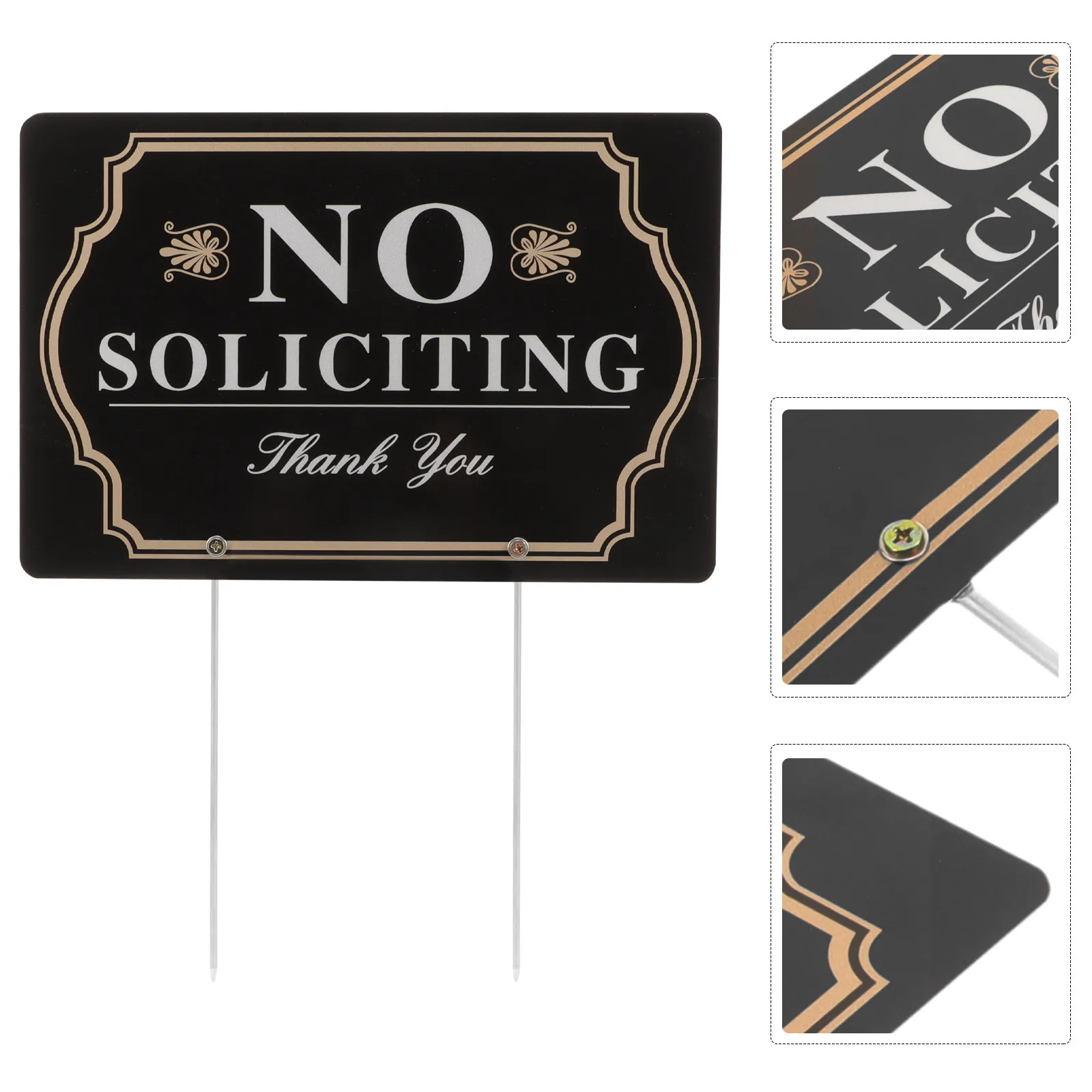 

No Soliciting Sign Yard Stake Metal High Visibility Warning Sign for Home Front Yard Garden Security No Soliciting Signs