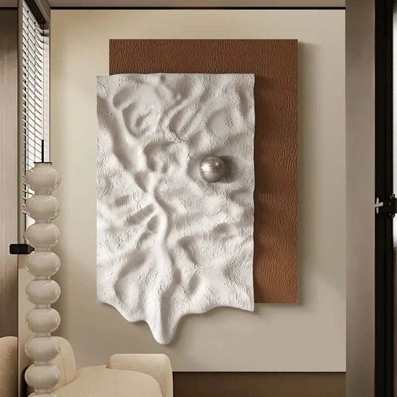 Three-dimensional relief handmade decorative painting sandstone living room physical painting metal ball advanced sense porch ha